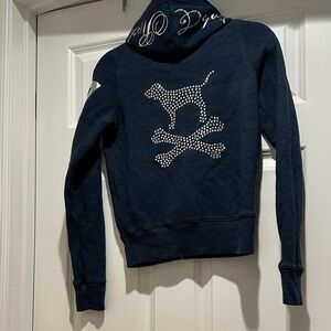 PINK Victoria's Secret Navy sweatshirt with Rhinestone Dog Design